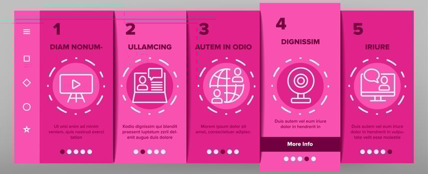 Webinar Education Onboarding Icons Set Vector