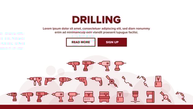 Drilling Equipment Landing Header Vector