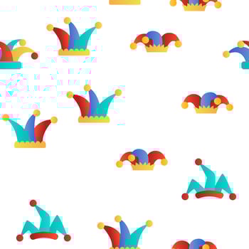 Funny Jester Hat Linear Vector Seamless Pattern