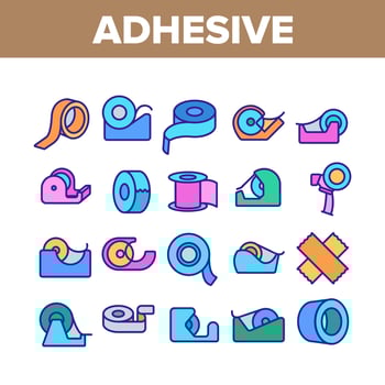 Adhesive Tape Scotch Collection Icons Set Vector