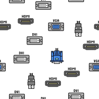 Computer Pc Monitor Vector Seamless Pattern
