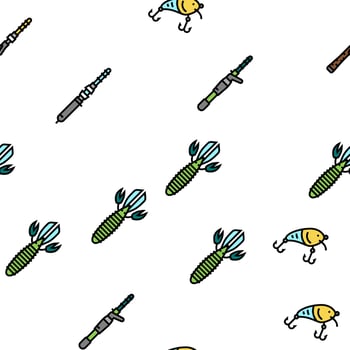 Fishing Shop Products Vector Seamless Pattern