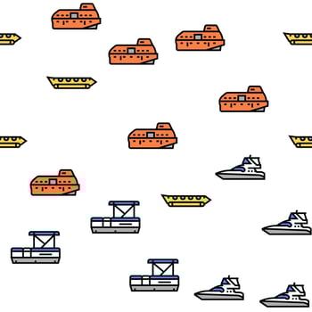 Boat Water Transportation Types Vector Seamless Pattern