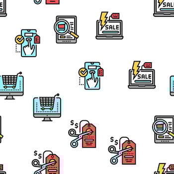Ecommerce And Online Shopping Vector Seamless Pattern