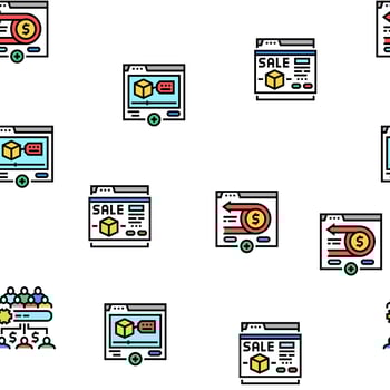 Affiliate Marketing And Commerce Vector Seamless Pattern