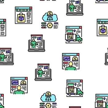Startup Business Idea Launching Vector Seamless Pattern