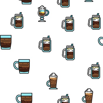 Coffee Types Energy Morning Drink Vector Seamless Pattern