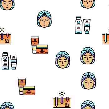 Solarium Salon Tanning Service Vector Seamless Pattern