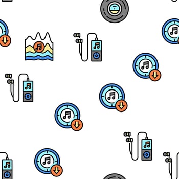 Music Record Studio Equipment Vector Seamless Pattern