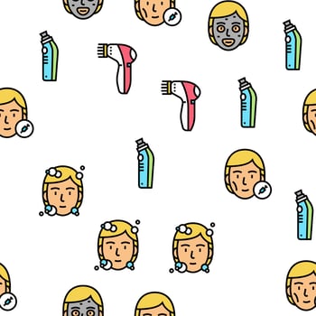 Facial Skin Care Treat Vector Seamless Pattern
