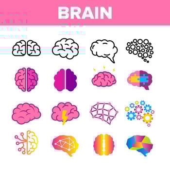 Brain, Neurology Organ Vector Linear Icons Set