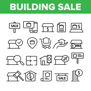 Buildings For Sale Vector Linear Icons Set