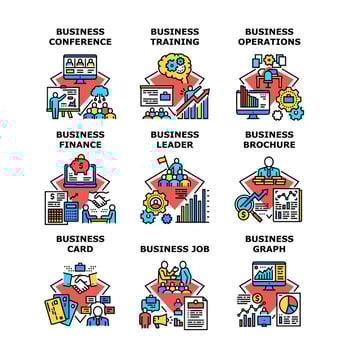 Business Training Set Icons Vector Illustrations