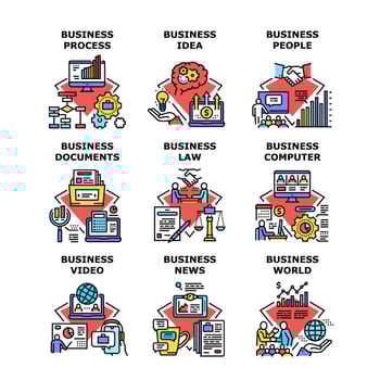Business Process Set Icons Vector Illustrations
