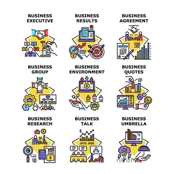 Business Research Set Icons Vector Illustrations