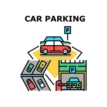 Car Parking Garage Concept Color Illustration vector