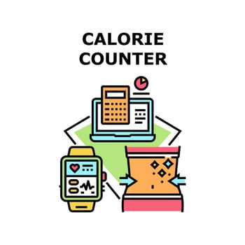 Calorie counter icons vector illustrations