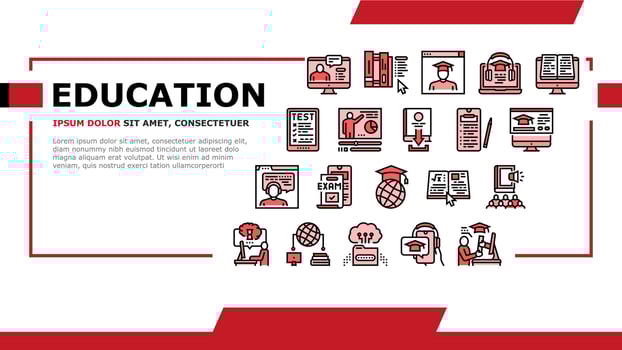Online Education Book Landing Header Vector