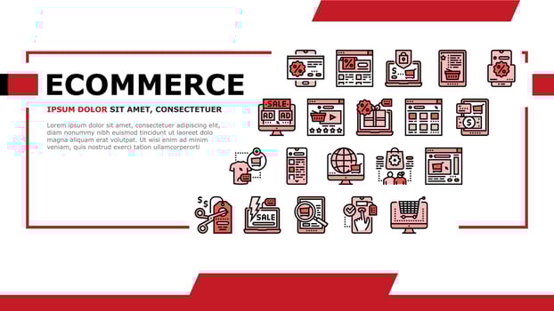 Ecommerce And Online Shopping Landing Header Vector
