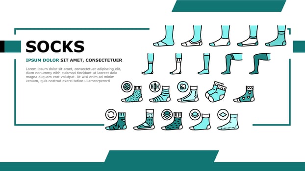 Socks Fabric Accessory Landing Header Vector