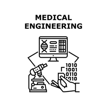 Medical Engineering Concept Black Illustration vector