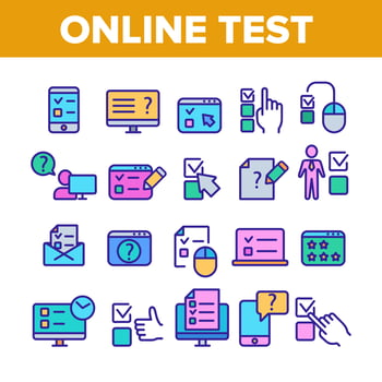 Online Test Collection Elements Icons Color Set Vector