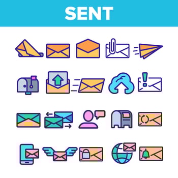 Send Message Linear Vector Thin Icons Set