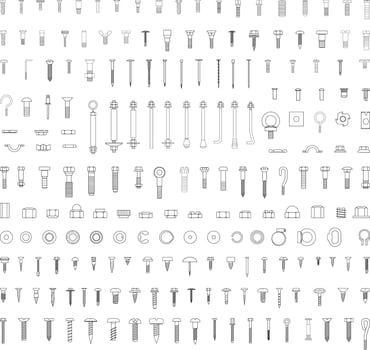 Set of Linear Fasteners and Screws vector
