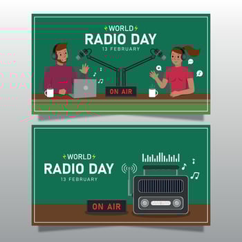 World radio day illustration template background vector