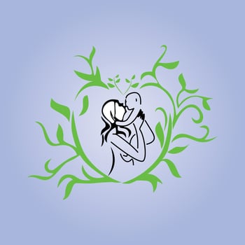 Mother with a child in floral love. Mother's day card. Illustration of woman hugging her baby. Happy motherhood concept vector