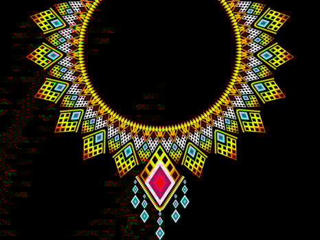 Geometric ethnic oriental pattern. Necklace embroidery design for textile, fashion woman, background, wallpaper, clothing and wrapping. Vector illustration. Pro Vector