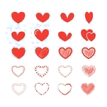 Set of vector hearts collection. Love, abstract style and hand drawn