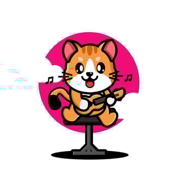 Cute cat playing guitar vector