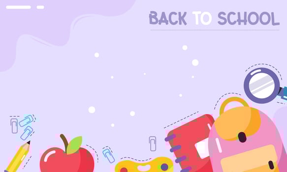 Back to School with Students and Stationery Vector Banner