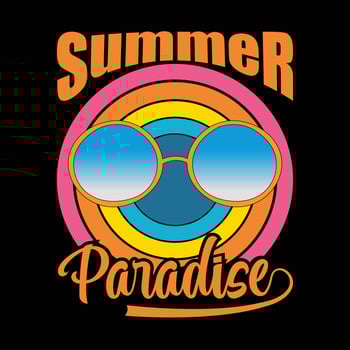 Summer paradise vintage style t-shirt and apparel trendy design with sunglass silhouettes, typography, print, vector illustration