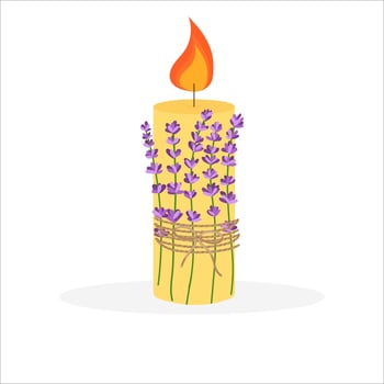 Candles with sprigs of lavender Car fragrance. Vector illustration isolated on white background