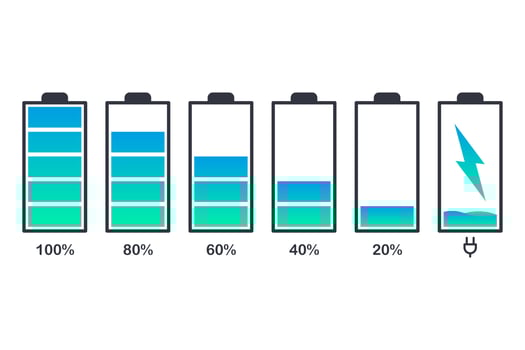 Set battery with different level of charge template color editable. Car battery indicator, battery charge signs. Wireless charging energy isolated on white background illustration vector
