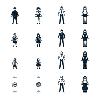People, Family, Fashion and Clothing icons with White Background vector