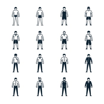People, Man, Fashion and Clothing icons with White Background vector