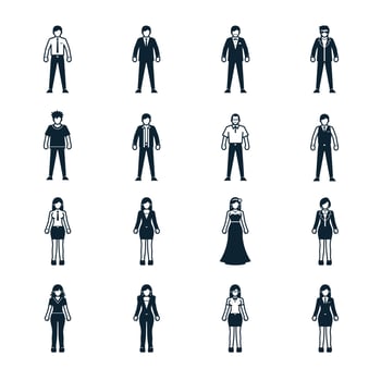 People, Fashion and Clothing icons with White Background vector