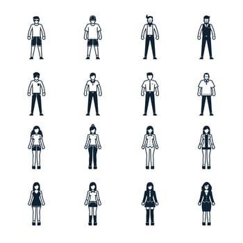 People, Fashion and Clothing icons with White Background vector