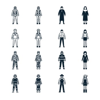 People, Occupation, Fashion and Clothing icons with White Background vector
