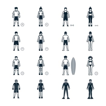 People, Sport Player and Clothing icons with White Background vector