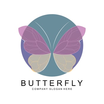Butterfly Logo Design, Beautiful Flying Animal, Company Brand Icon Illustration, Screen Printing, Salon vector