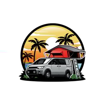 SUV, travel and camper van car illustration vector
