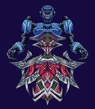 God king robot with guardian machine vector