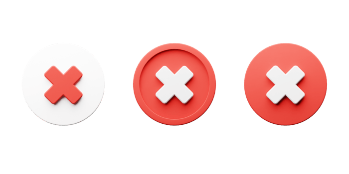 3D render icon cross, wrong sign illustration png