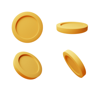 3D render icon coins illustration png