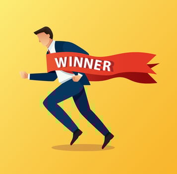 Businessman with winner banner vector illustration