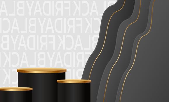 Black Friday Super Sale. Banner, poster on dark background. podium for sale vector
